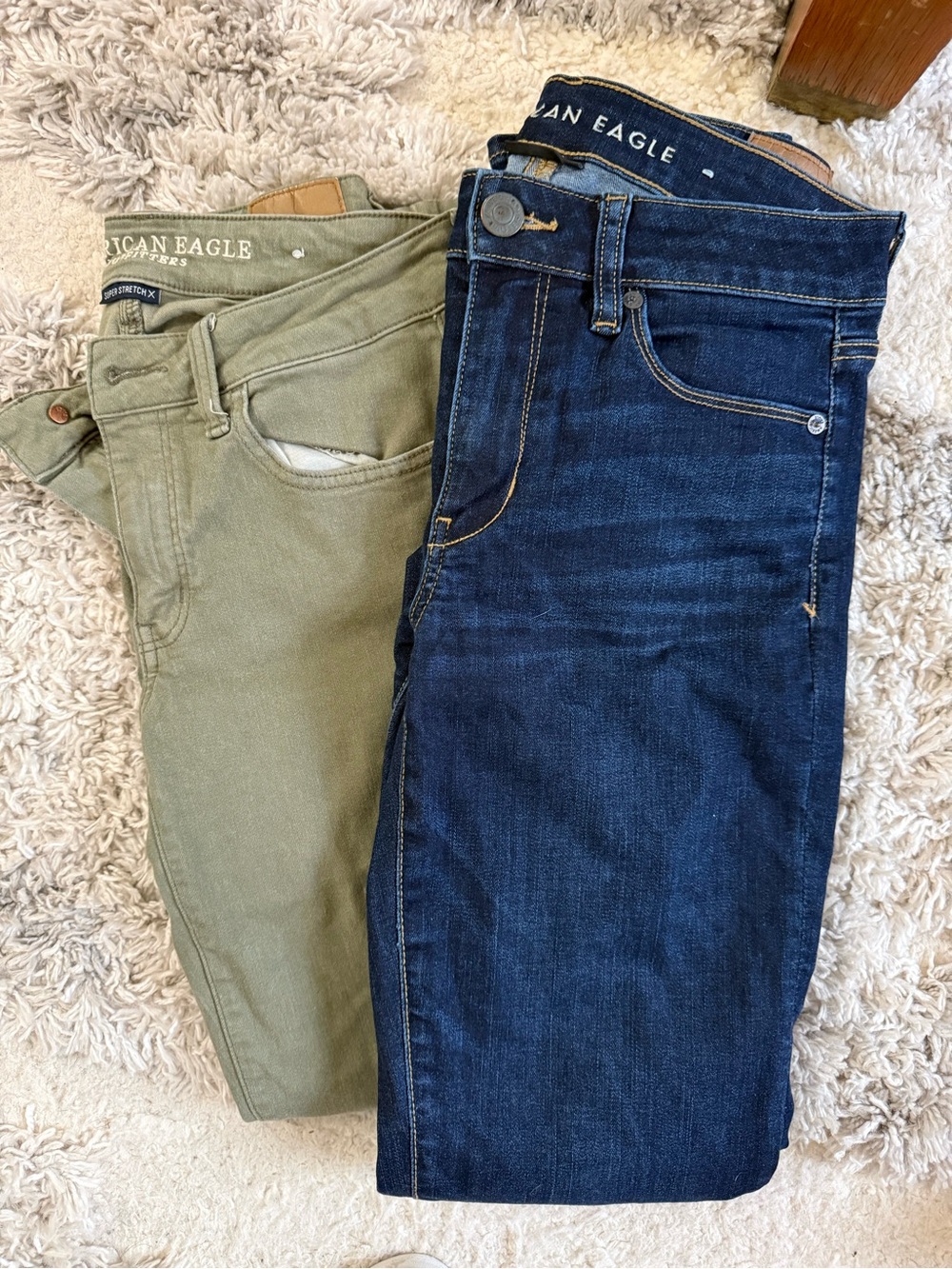 American Eagle Outfitters Women’s Skinny Jeans - Olive & Dark Blue